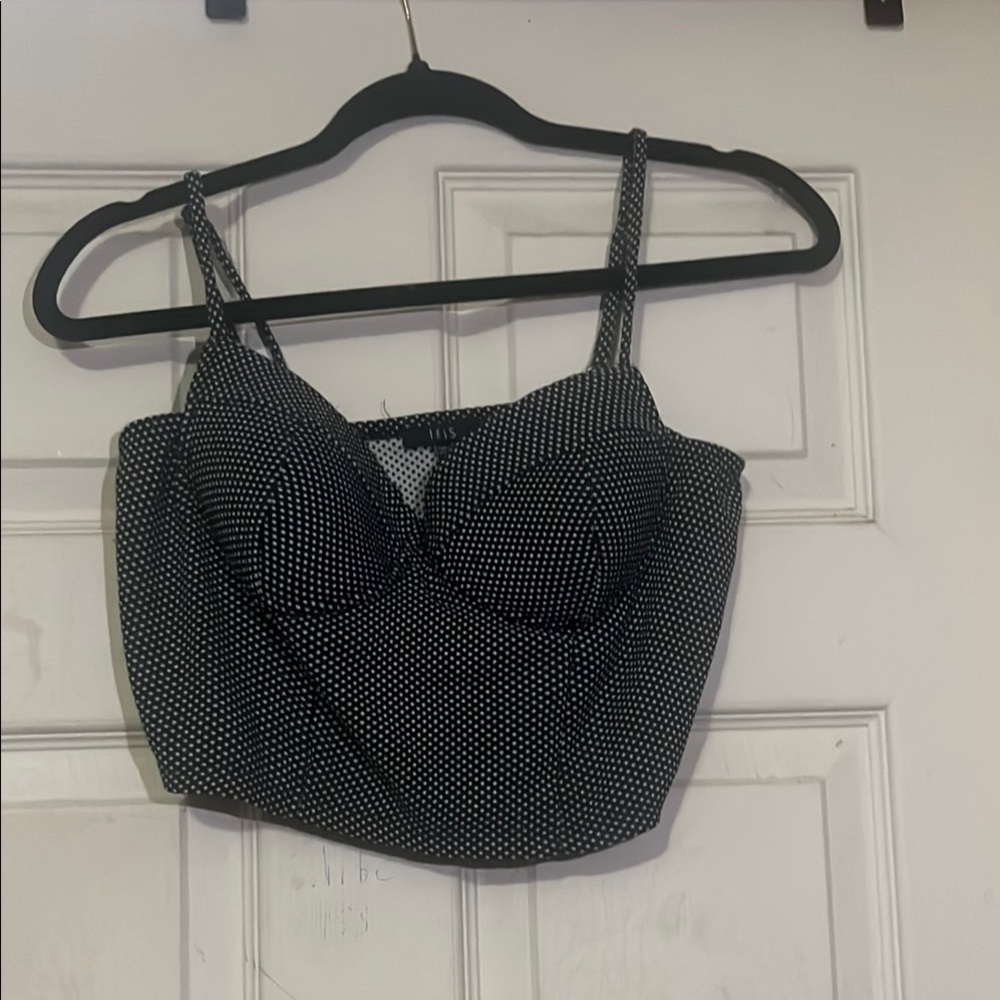 Iris Black and White Polka Dot Crop Top